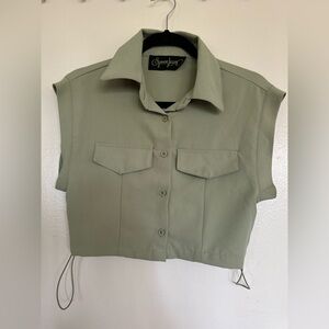 New! Women's Olive Green Cropped Top